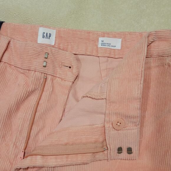 Gap High Rise Wide Leg Crop Corduroy, pink Sz 14 - Picture 3 of 10